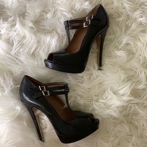 Black Mary Jane T Strap Pumps, Size 8